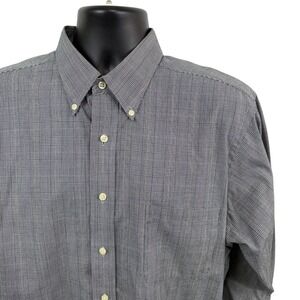 Chaps Mens Grey Glen Plaid Wrinkle Free Button Down Shirt Large 16-16.5 34/35